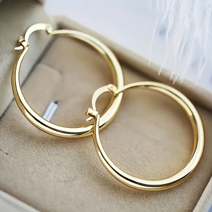 Hoop Earrings for Women - Copper Circle 2 Pairs Set - Gold Plated for , Twisted & Smooth Style - product detail view 7
