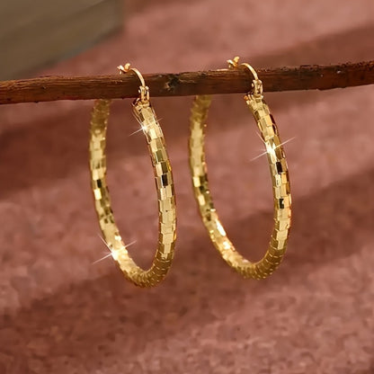 Hoop Earrings for Women - Copper Circle 2 Pairs Set - Gold Plated for , Twisted & Smooth Style - product detail view 9