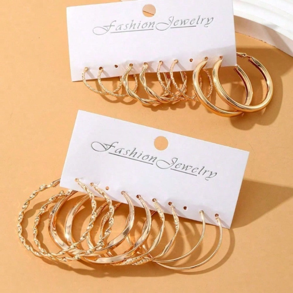 Hoop Earrings for Women - Metal Twist Set 16Pcs - Hypoallergenic Gold Huggie for , Minimalist - product detail view 5