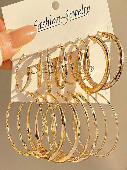 Hoop Earrings for Women - Metal Twist Set 16Pcs - Hypoallergenic Gold Huggie for , Minimalist - product detail view 8