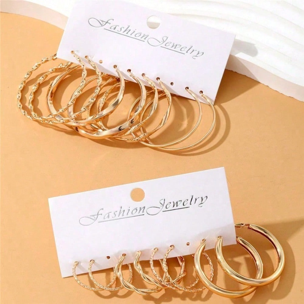 Hoop Earrings for Women - Metal Twist Set 16Pcs - Hypoallergenic Gold Huggie for , Minimalist - product detail view 10