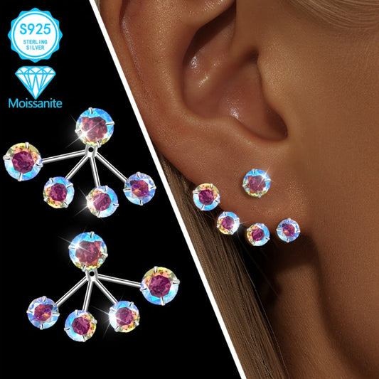 Hoop Earrings for Women - Moissanite 925 Sterling Silver Colorful Torus for Hypoallergenic Boho - product detail view 2