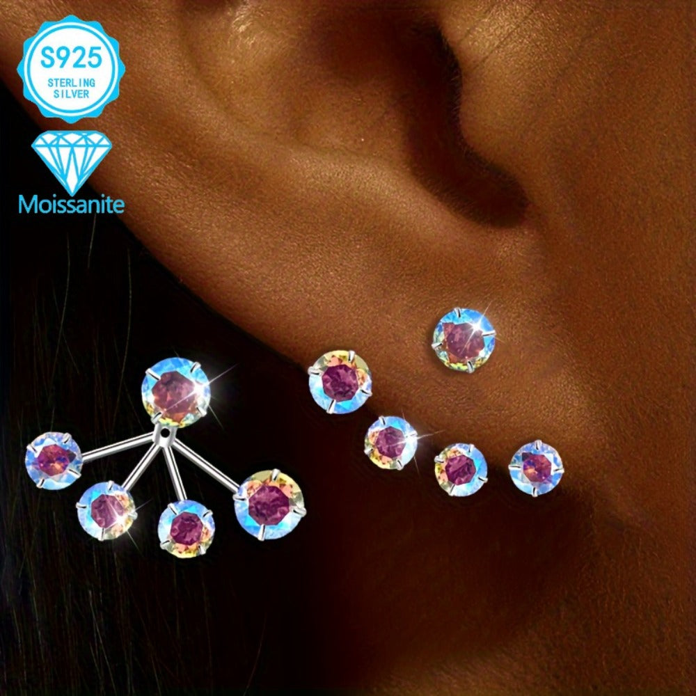 Hoop Earrings for Women - Moissanite 925 Sterling Silver Colorful Torus for Hypoallergenic Boho - product detail view 6