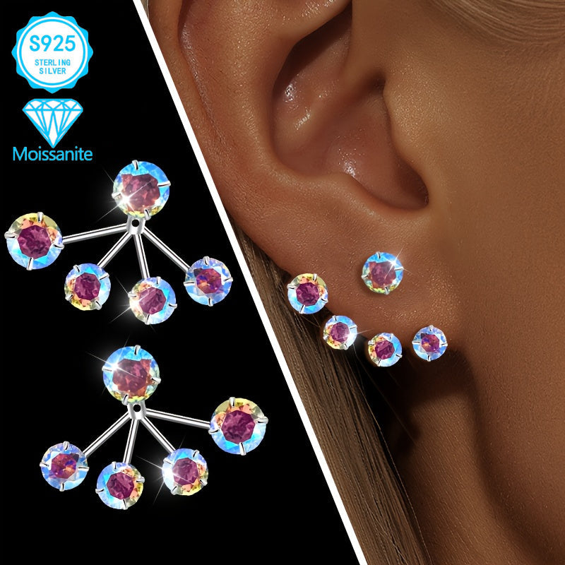 Hoop Earrings for Women - Moissanite 925 Sterling Silver Colorful Torus for Hypoallergenic Boho - product detail view 7