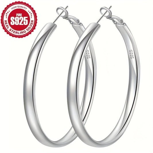 Hoop Earrings for Women - Sterling Silver for - 925 Silver Hypoallergenic Large Round , Lightweight - main product view