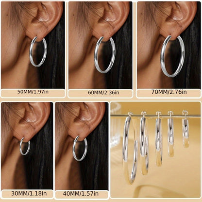 Hoop Earrings for Women - Sterling Silver for - 925 Silver Hypoallergenic Large Round , Lightweight - product detail view 8