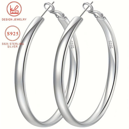 Hoop Earrings for Women - Sterling Silver for - 925 Silver Hypoallergenic Large Round , Lightweight - product detail view 11