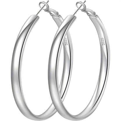 Hoop Earrings for Women - Sterling Silver for - 925 Silver Hypoallergenic Large Round , Lightweight - product detail view 12