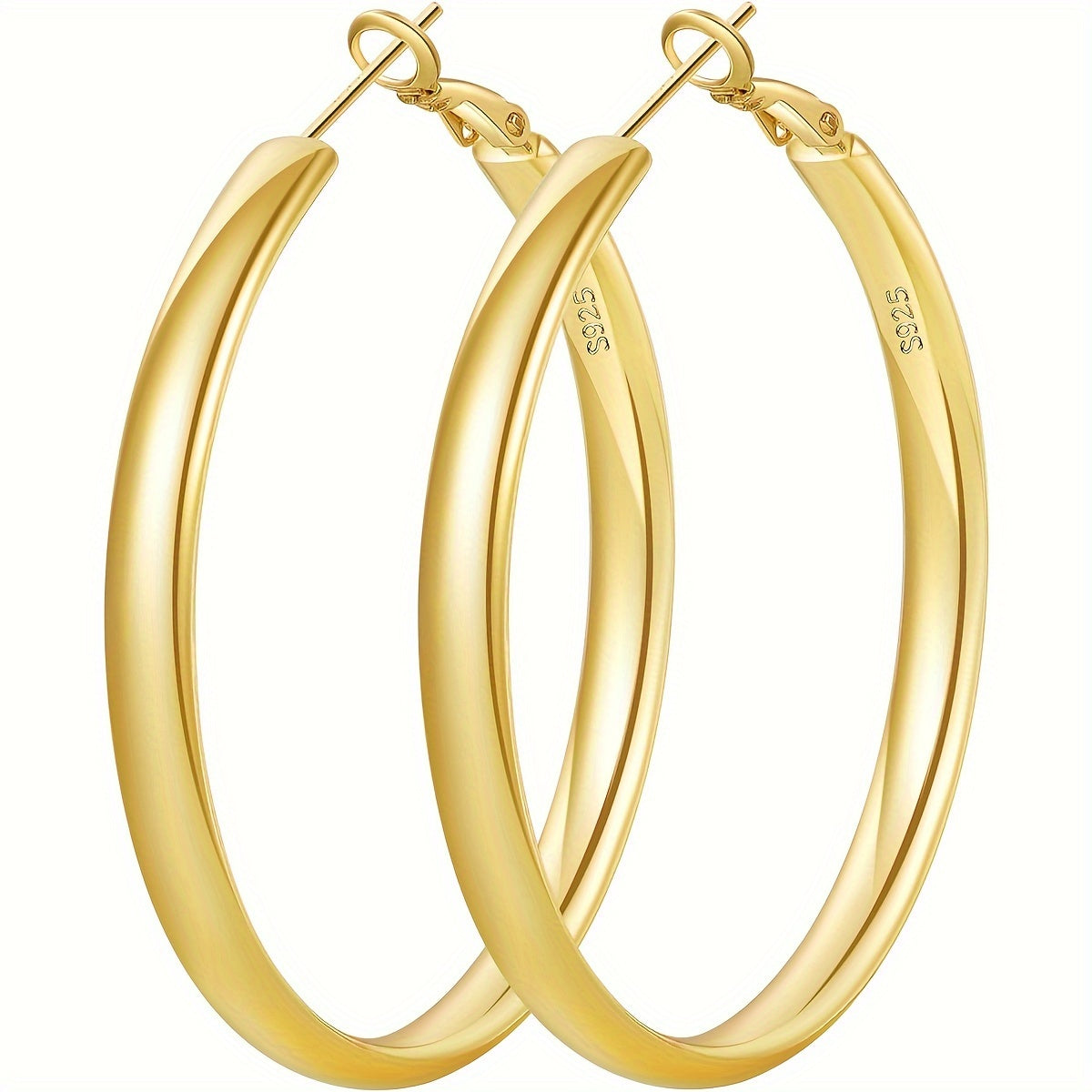 Hoop Earrings for Women - Sterling Silver for - 925 Silver Hypoallergenic Large Round , Lightweight - product detail view 13
