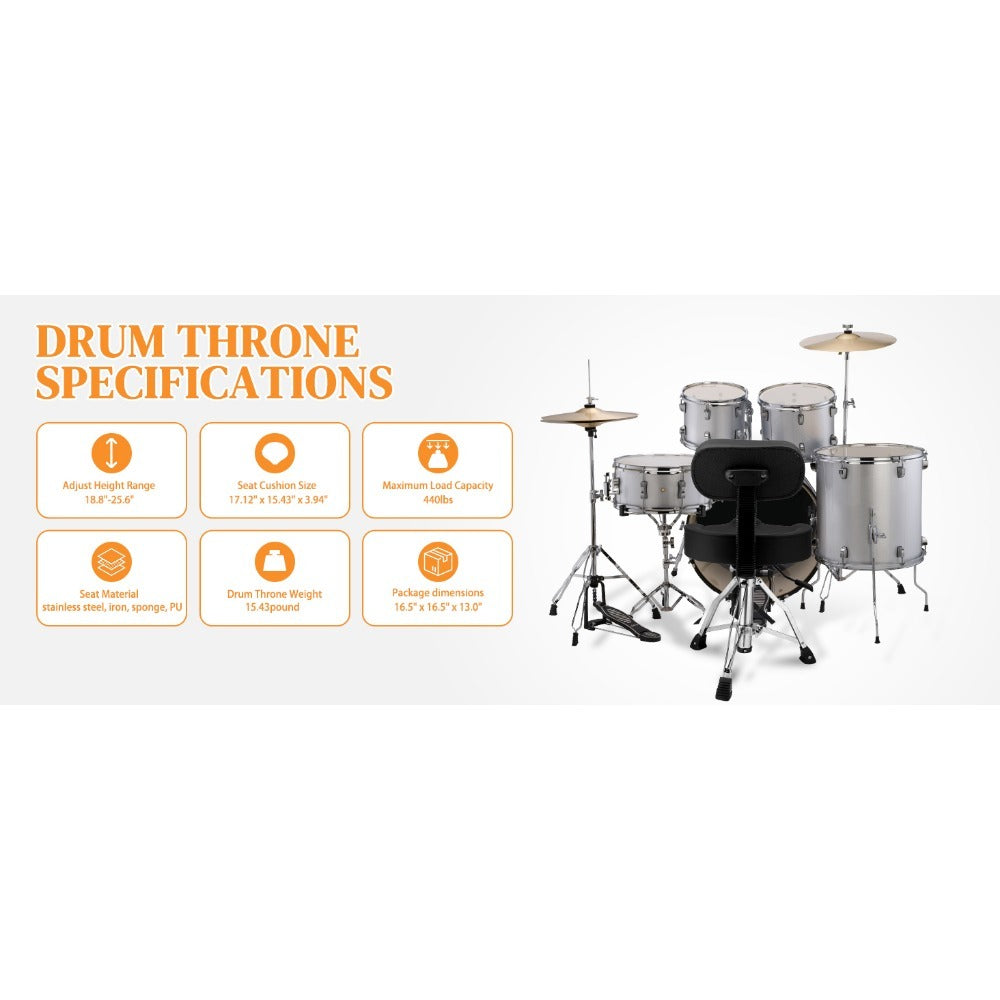 Hydraulic Drum Throne with Backrest, Adjustable Saddle Seat for Drummers detail image - detail view 11