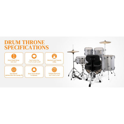 Hydraulic Drum Throne with Backrest, Adjustable Saddle Seat for Drummers detail image - detail view 11