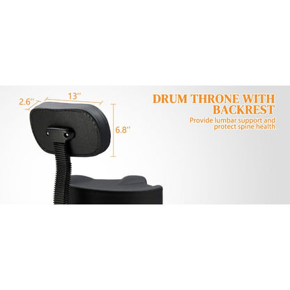 Hydraulic Drum Throne with Backrest, Adjustable Saddle Seat for Drummers detail image - detail view 12