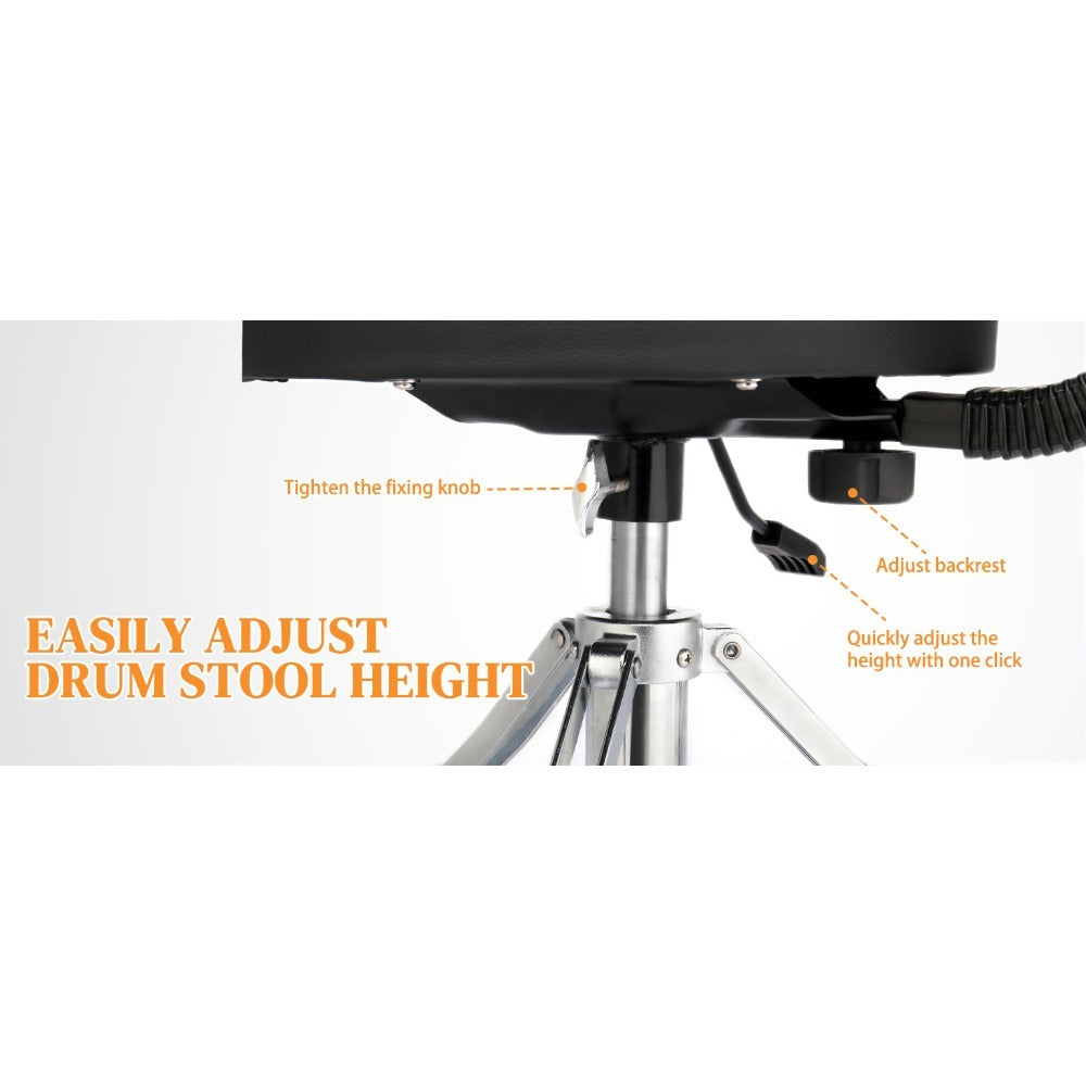 Hydraulic Drum Throne with Backrest, Adjustable Saddle Seat for Drummers detail image - detail view 14