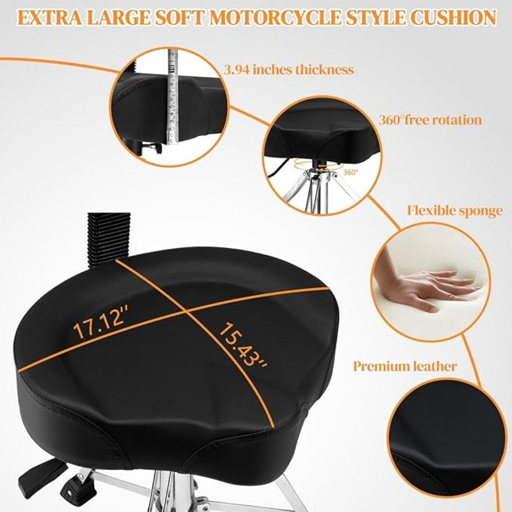 Hydraulic Drum Throne with Backrest, Adjustable Saddle Seat for Drummers detail image - detail view 5