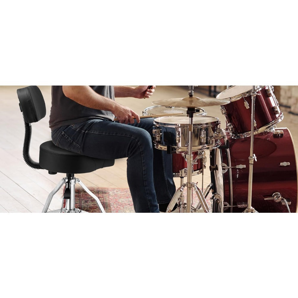 Hydraulic Drum Throne with Backrest, Adjustable Saddle Seat for Drummers detail image - detail view 7
