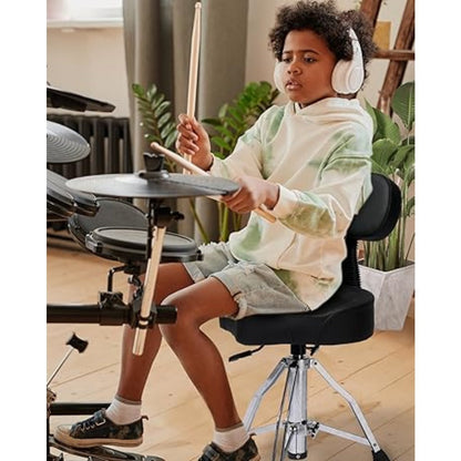 Hydraulic Drum Throne with Backrest, Adjustable Saddle Seat for Drummers detail image - detail view 8