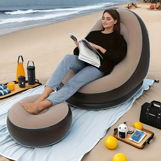 Inflatable Chair, Inflatable Lounge Chair with Footstool for Adults, Portable Air Sofa shown in the main product view