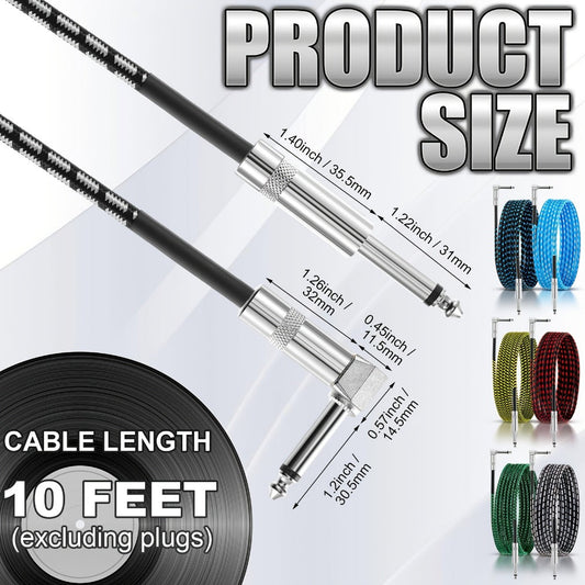 Instrument Cable, 6 Pack, 10 Ft, Pack, Guitar, Cord for Connecting Instruments detail image