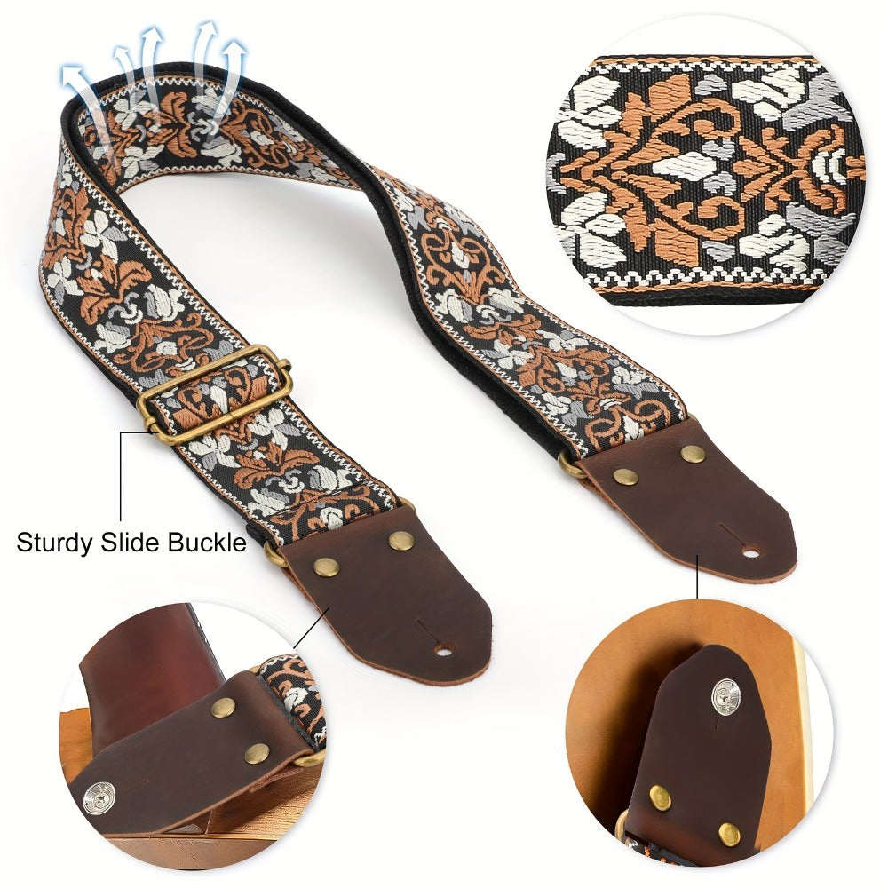 Jacquard Guitar Strap, 2-Inch Adjustable Strap with Picks and Locks detail image - detail view 3