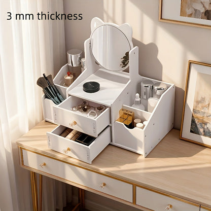 Jewelry Box - with Cat Ear Mirror Large Dressing Table Organizer for Bedroom Home - product detail view 16