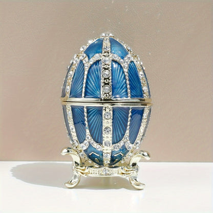Jewelry Box - Faberge-Style Enamel Magnetic Closure Metal Trinket Organizer for - main product view