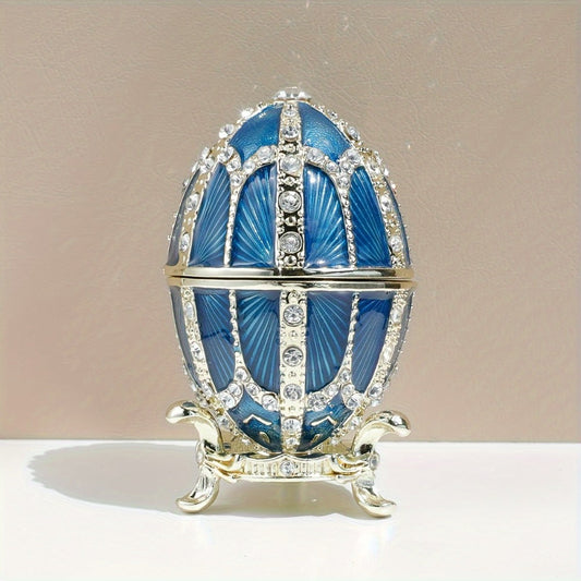 Jewelry Box - Faberge-Style Enamel Magnetic Closure Metal Trinket Organizer for - main product view