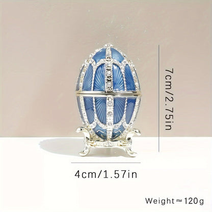 Jewelry Box - Faberge-Style Enamel Magnetic Closure Metal Trinket Organizer for - product detail view 2
