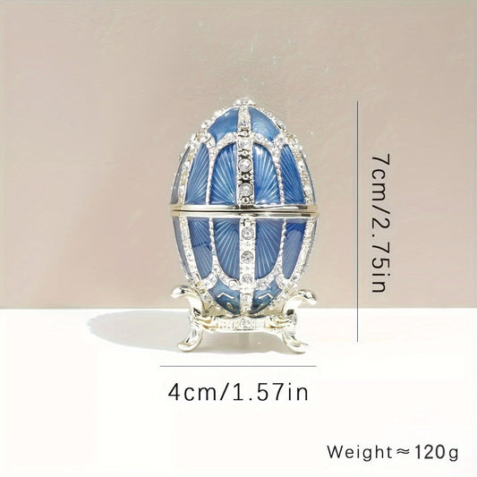 Jewelry Box - Faberge-Style Enamel Magnetic Closure Metal Trinket Organizer for - product detail view 2