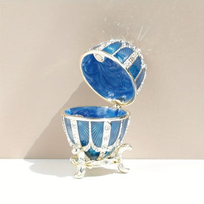 Jewelry Box - Faberge-Style Enamel Magnetic Closure Metal Trinket Organizer for - product detail view 4