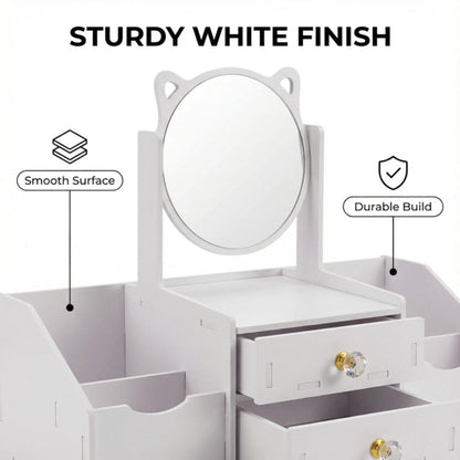Jewelry Box - with Mirror Cat Ear Design Small Makeup Storage Organizer with Drawers - product detail view 11
