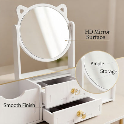Jewelry Box - with Mirror Cat Ear Design Small Makeup Storage Organizer with Drawers - product detail view 13