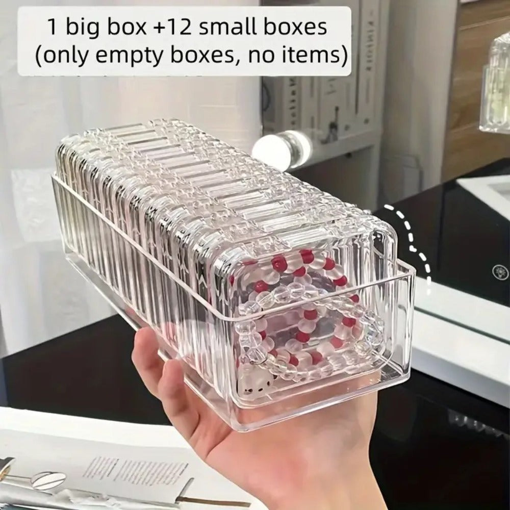 Jewelry Box - Organizer Stackable Clear 13-Piece Transparent Dust-Proof Storage - product detail view 3