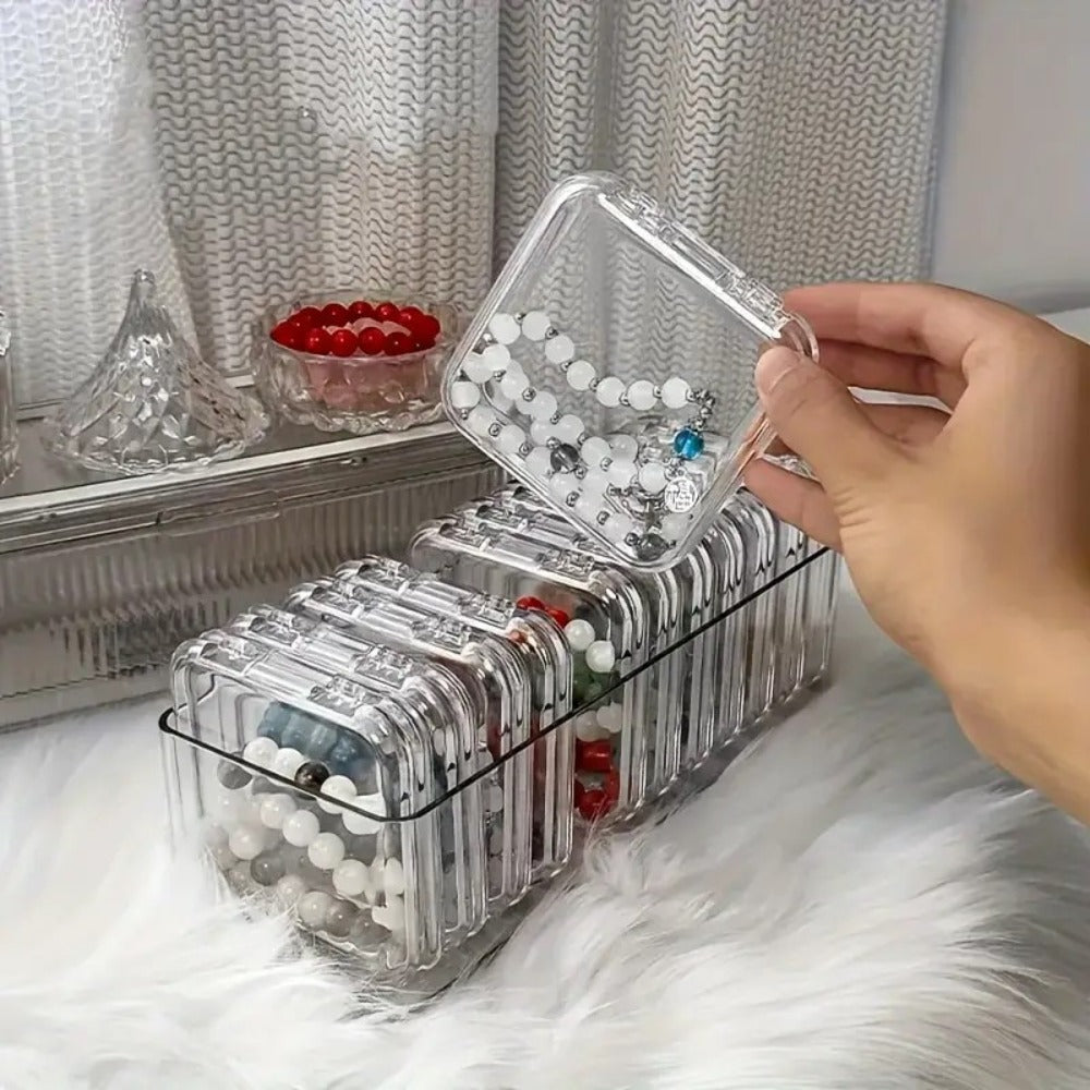 Jewelry Box - Organizer Stackable Clear 13-Piece Transparent Dust-Proof Storage - product detail view 4