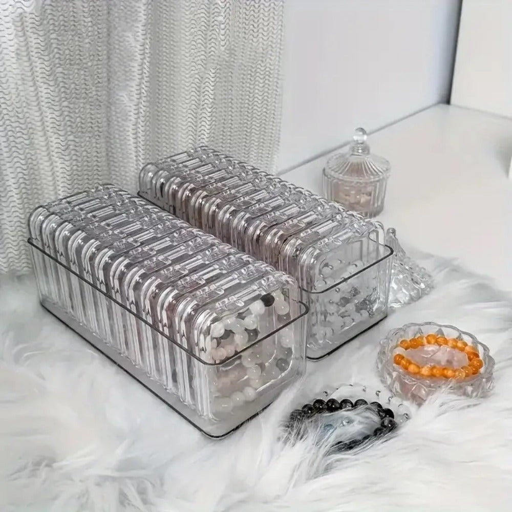 Jewelry Box - Organizer Stackable Clear 13-Piece Transparent Dust-Proof Storage - product detail view 11