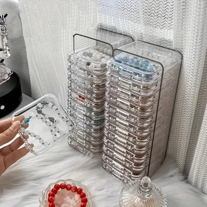 Jewelry Box - Organizer Stackable Clear 13-Piece Transparent Dust-Proof Storage - product detail view 12