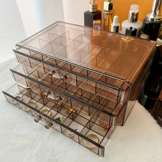 Jewelry Box - Storage 3 Layer 72 Grid Large Capacity Ring Earring Necklace Organizer - main product view