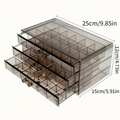 Jewelry Box - Storage 3 Layer 72 Grid Large Capacity Ring Earring Necklace Organizer - product detail view 2