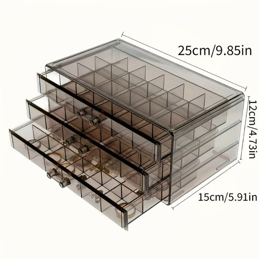 Jewelry Box - Storage 3 Layer 72 Grid Large Capacity Ring Earring Necklace Organizer - product detail view 2
