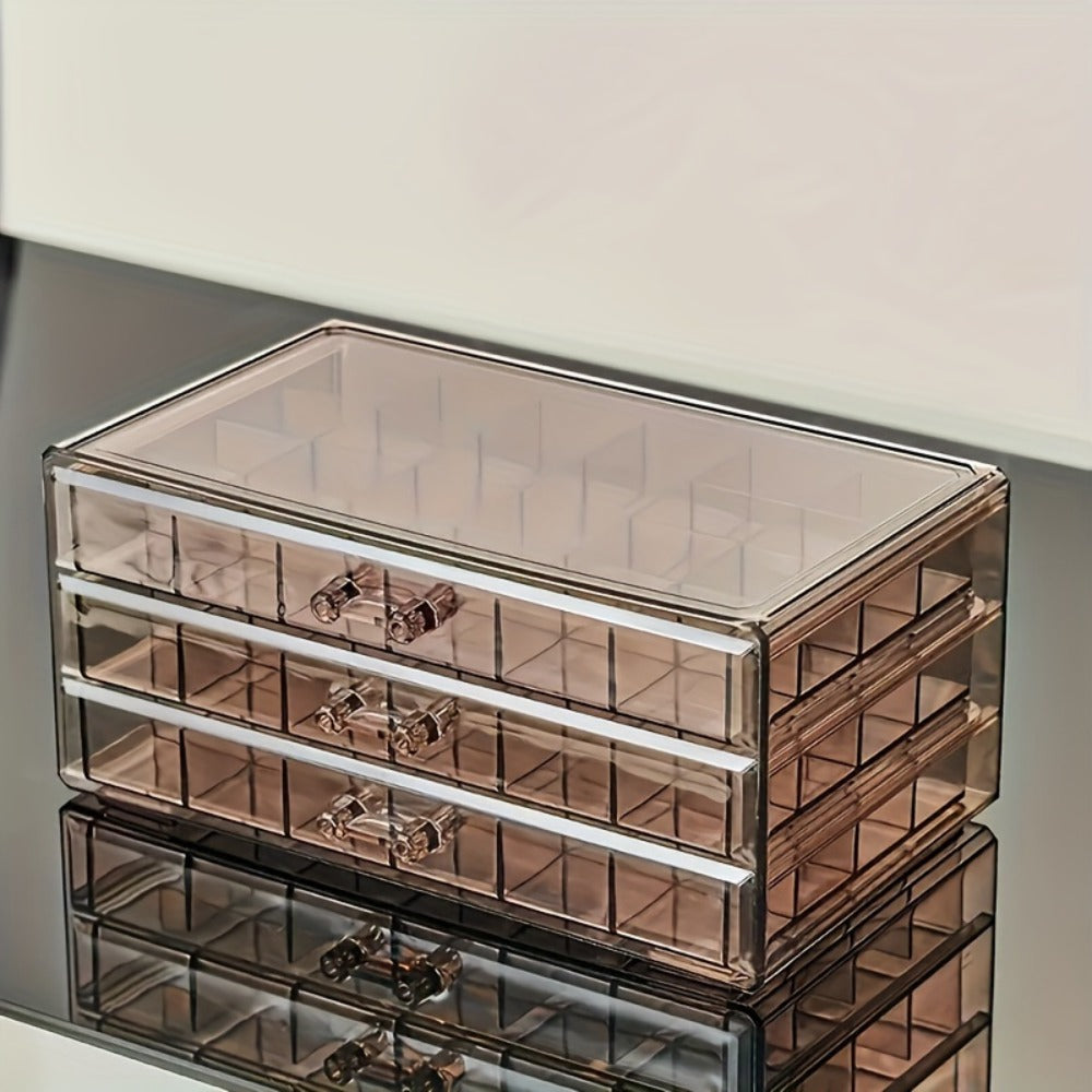 Jewelry Box - Storage 3 Layer 72 Grid Large Capacity Ring Earring Necklace Organizer - product detail view 5