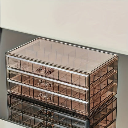 Jewelry Box - Storage 3 Layer 72 Grid Large Capacity Ring Earring Necklace Organizer - product detail view 5