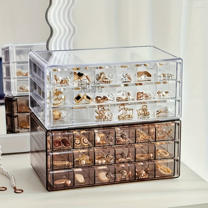 Jewelry Box - Storage 3 Layer 72 Grid Large Capacity Ring Earring Necklace Organizer - product detail view 7