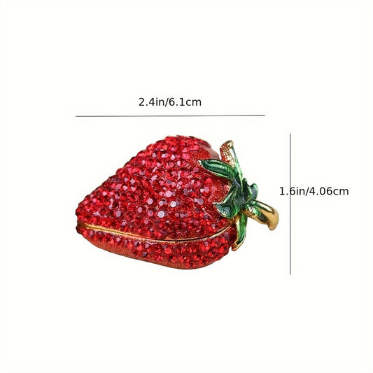 Jewelry Box - Strawberry Red Creative Trinket for Women Ring Holder Cute Novelty Gift - product detail view 2