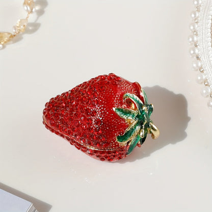 Jewelry Box - Strawberry Red Creative Trinket for Women Ring Holder Cute Novelty Gift - product detail view 3