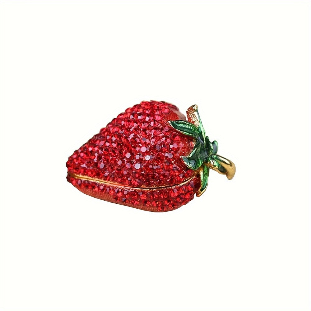 Jewelry Box - Strawberry Red Creative Trinket for Women Ring Holder Cute Novelty Gift - product detail view 4