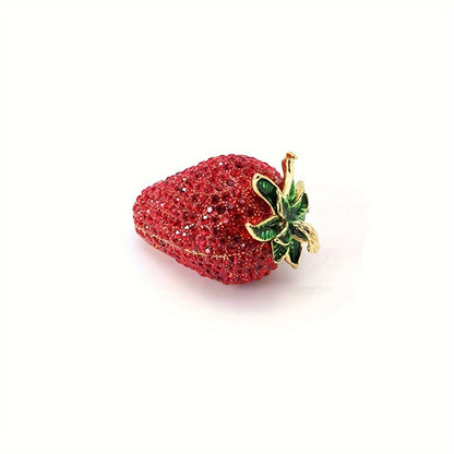 Jewelry Box - Strawberry Red Creative Trinket for Women Ring Holder Cute Novelty Gift - product detail view 5