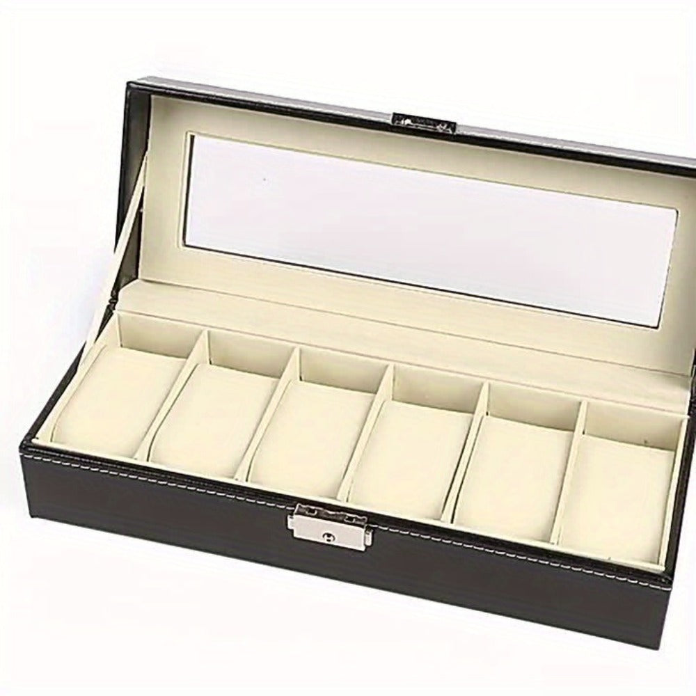 Jewelry Box - Watch 10 / 12 Slot Large Glass Lid Watch Case Organizer with Removable - product detail view 7