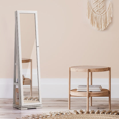 Jewelry Cabinet - 360 Rotating with Full Length Mirror Large Standing Armoire, Velvet - product detail view 10