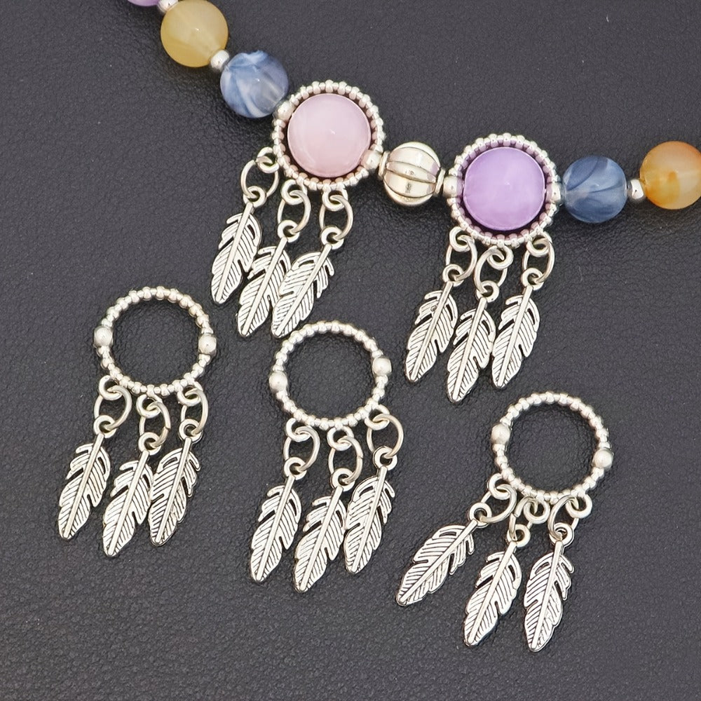 Jewelry Charms - Feather Pendant Bulk 14/42pcs Zinc Alloy Circular Bead Frame Antique - product detail view 2
