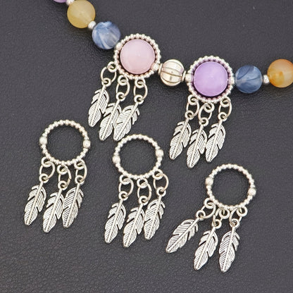 Jewelry Charms - Feather Pendant Bulk 14/42pcs Zinc Alloy Circular Bead Frame Antique - product detail view 2