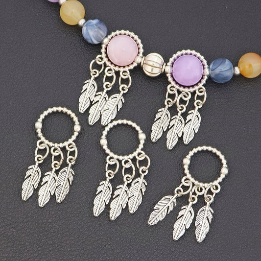 Jewelry Charms - Feather Pendant Bulk 14/42pcs Zinc Alloy Circular Bead Frame Antique - product detail view 2